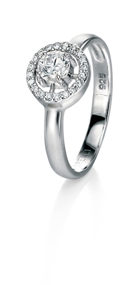 Picture of Silver Round Cz Ring With Pave Surround