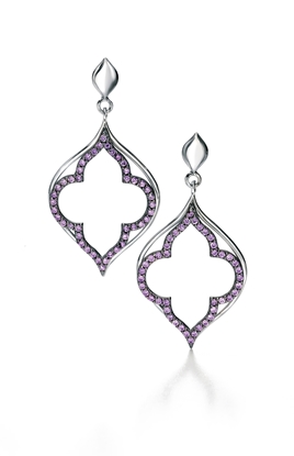 Picture of FS Purple CZ PAVE OPEN LEAF EARRINGS