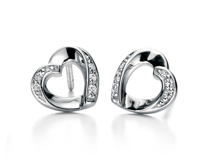 Picture of FS Clear Cz Ribbon Heart Earrings