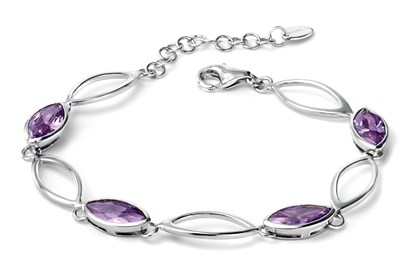Picture of Linked Marquise Bracelet With Purple Cz