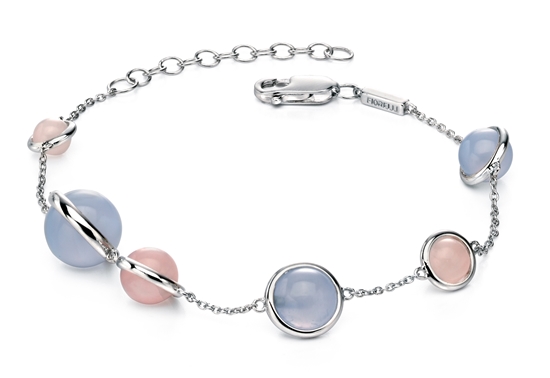 Picture of FS Chalcedony And Rose Quartz Station Bracelet