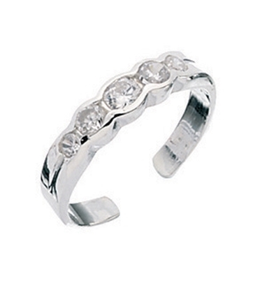 Picture of Clear Crystal 5 Setting Toe Ring