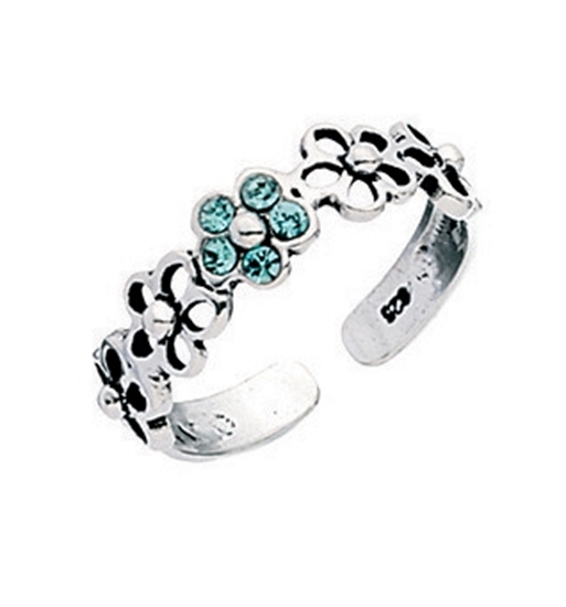 Picture of Aqua Crystal Flower Toe Ring