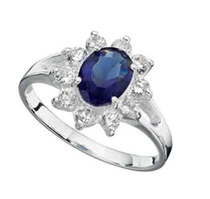 Picture of R3034 52 Blue/Clear Cz Ring
