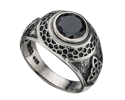 Picture of Black Cz Oxidised College Ring