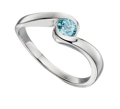 Picture of Blue Topaz Swirl Centre Ring