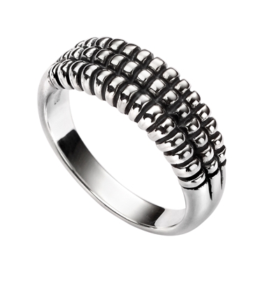 Picture of Textured Oxidised Triple Row Ring