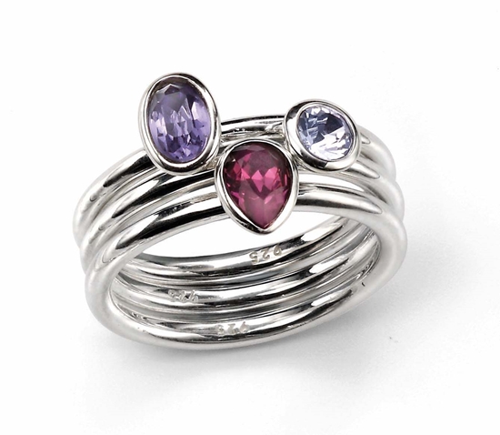 Picture of Amethyst, Light Sapphire & Tanzanite Swarovski Stacking Ring