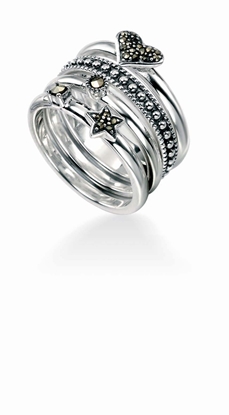 Picture of Marcasite Heart/Star/Dot 4 Stacking Ring