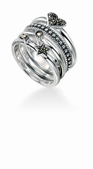 Picture of Marcasite Heart/Star/Dot 4 Stacking Ring