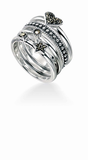 Picture of Marcasite Heart/Star/Dot 4 Stacking Ring