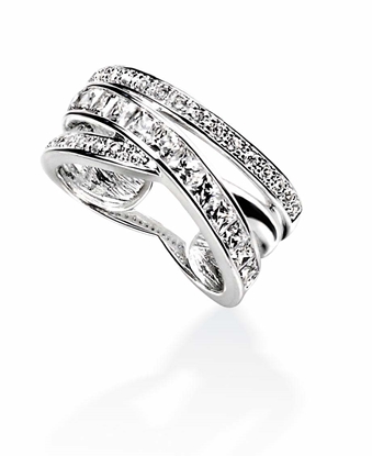 Picture of Clear CZ Pave Crossover Ring