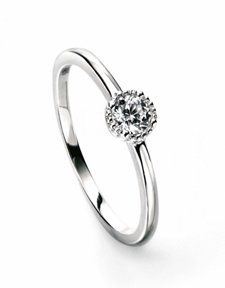 Picture of Solitare Silver Cz Ring With Bead Setting