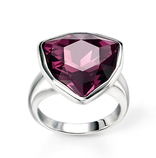 Picture of Amethyst Swarovski Crystal Triangle Ring