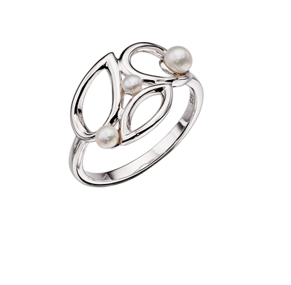 Picture of Silver Pearl Contrast Shape Ring