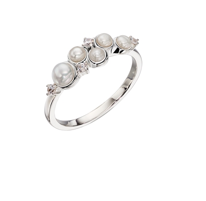 Picture of Silver X5 Pearl & X4 CZ Ring
