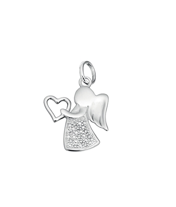 Picture of Clear CZ Angel With Heart Pendant