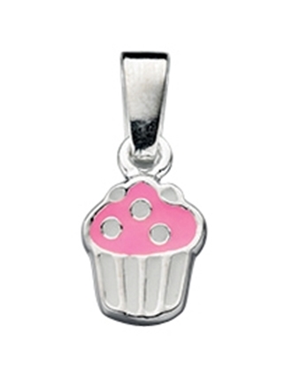Picture of Pink & White Enamel Cupcake Pendant