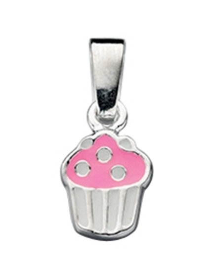 Picture of Pink & White Enamel Cupcake Pendant