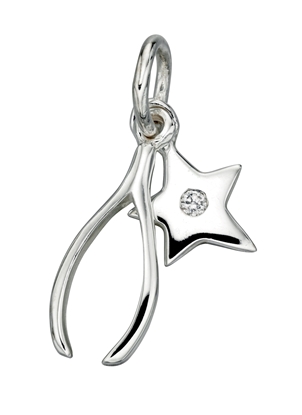 Picture of Clear CZ Star & Wishbone Charm Pendant