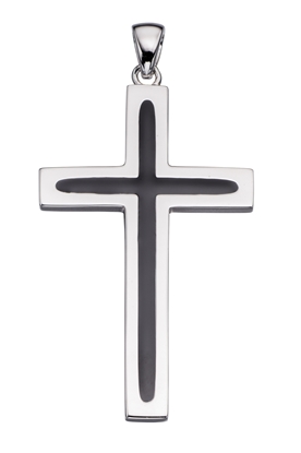 Picture of Mens Cross Pendant With Black Inlay