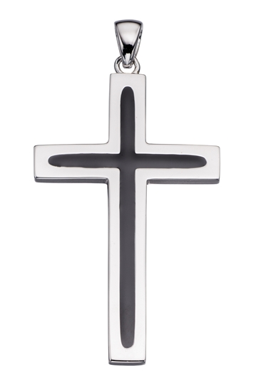 Picture of Mens Cross Pendant With Black Inlay