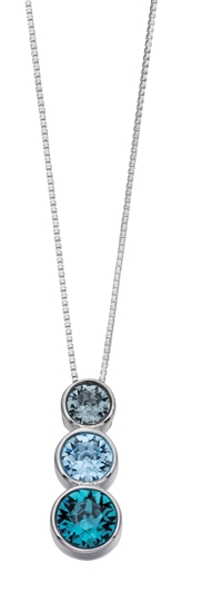 Picture of Triple Rubover Swarovski Pendant Indian Sapphire, Aquamarine, Indicolite