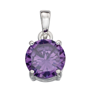 Picture of Round Claw Set Amethyst Cz Pendant