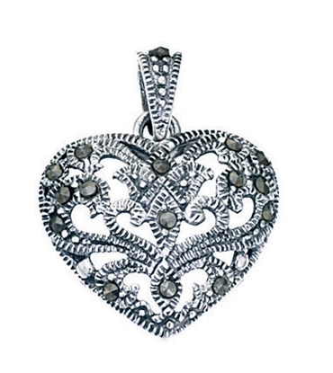 Picture of Marcasite Patterned Heart Pendant