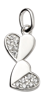 Picture of CZ Half Pave Double Heart Drop Pendant