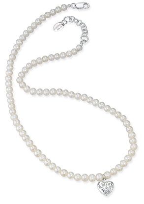 Picture of D For Diamond Freshwater Pearl Necklace With Filigree Heart Locket