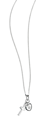 Picture of D For Diamond Heart And Cross Double Pendent