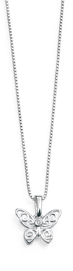 Picture of D For Diamond Filigree Butterfly Pendent