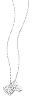 Picture of D For Diamond Filigree Heart And Enamel Flower Double Pendent
