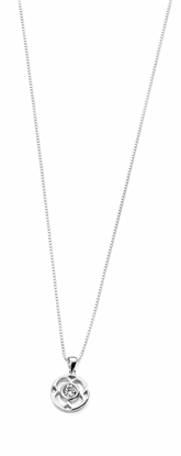 Picture of Round Flower Motif Pendant With Clear Cz