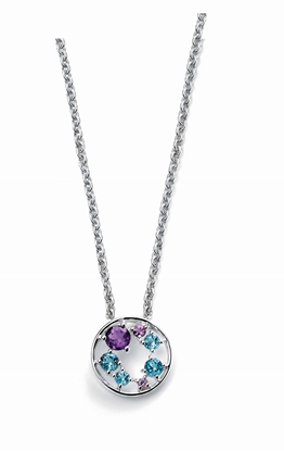 Picture of Cut Out Disc Pendant With Blue London Topaz, Amethyst And Blue Topaz