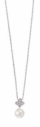 Picture of Pave Cz Diamond Pendant With White Pearl
