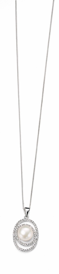 Picture of Crystal Set Oval Pearl Pendant