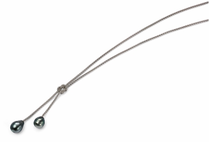 Picture of Knotted Neclace With Double Peackock Pearl Drop