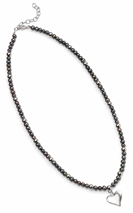 Picture of Black Freshwater Pearl Heart 41+5Cm Necklace