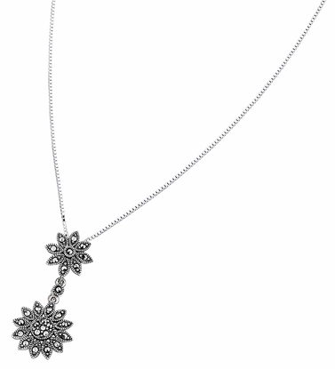 Picture of Marcasite Double Daisy Drop Pendant