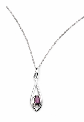 Picture of Oval Drop Pendant With Purple Crystal