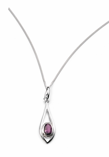 Picture of Oval Drop Pendant With Purple Crystal