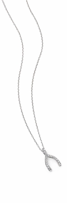Picture of Silver Wishbone Necklace Cz Pave