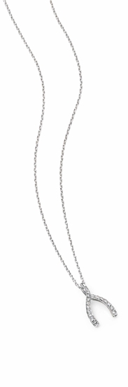 Picture of Silver Wishbone Necklace Cz Pave