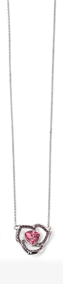Picture of Rhodium Plated Swarovski Rose And Amethyst Flower Necklace