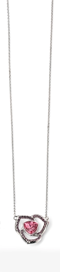 Picture of Rhodium Plated Swarovski Rose And Amethyst Flower Necklace