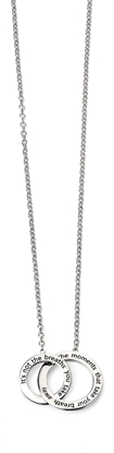 Picture of Rhodium Plated Double Interlinked Circle Engraved Necklace
