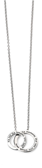 Picture of Rhodium Plated Double Interlinked Circle Engraved Necklace