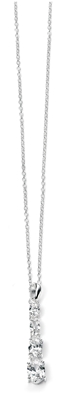 Picture of Rhodium Plated Multi CZ Drop Necklace